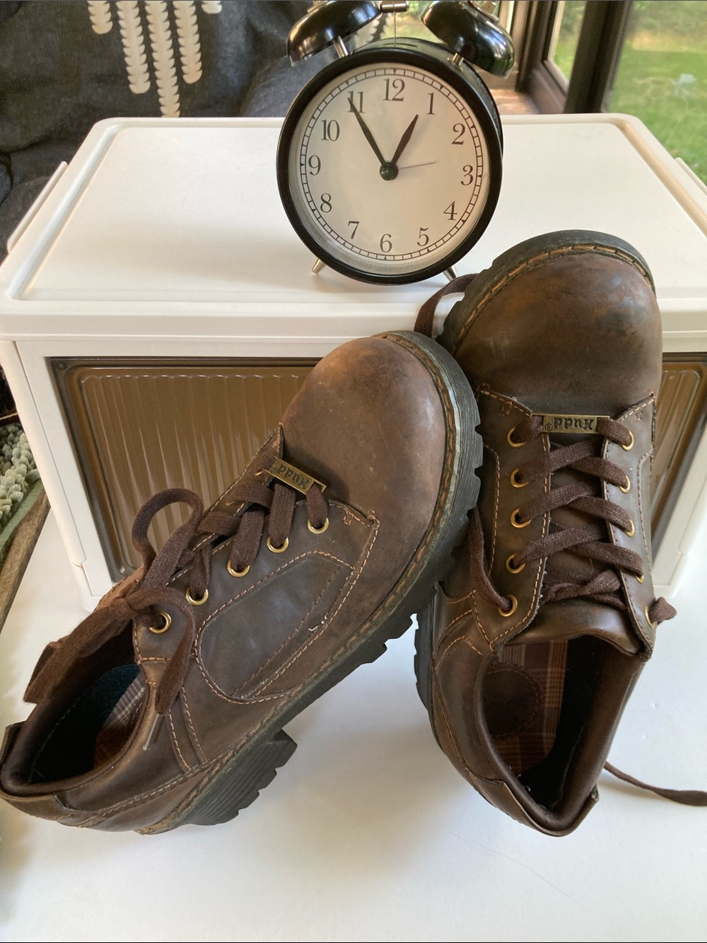 VINTAGE Mudd Nigel Y2K Brown Leather Chunky Lug Sole Platform Shoes Goth Size 8